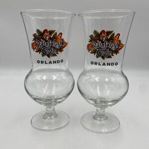 Rainforest Cafe Orlando Florida Hurricane Cocktail Glasses New No Box Souvenir 2